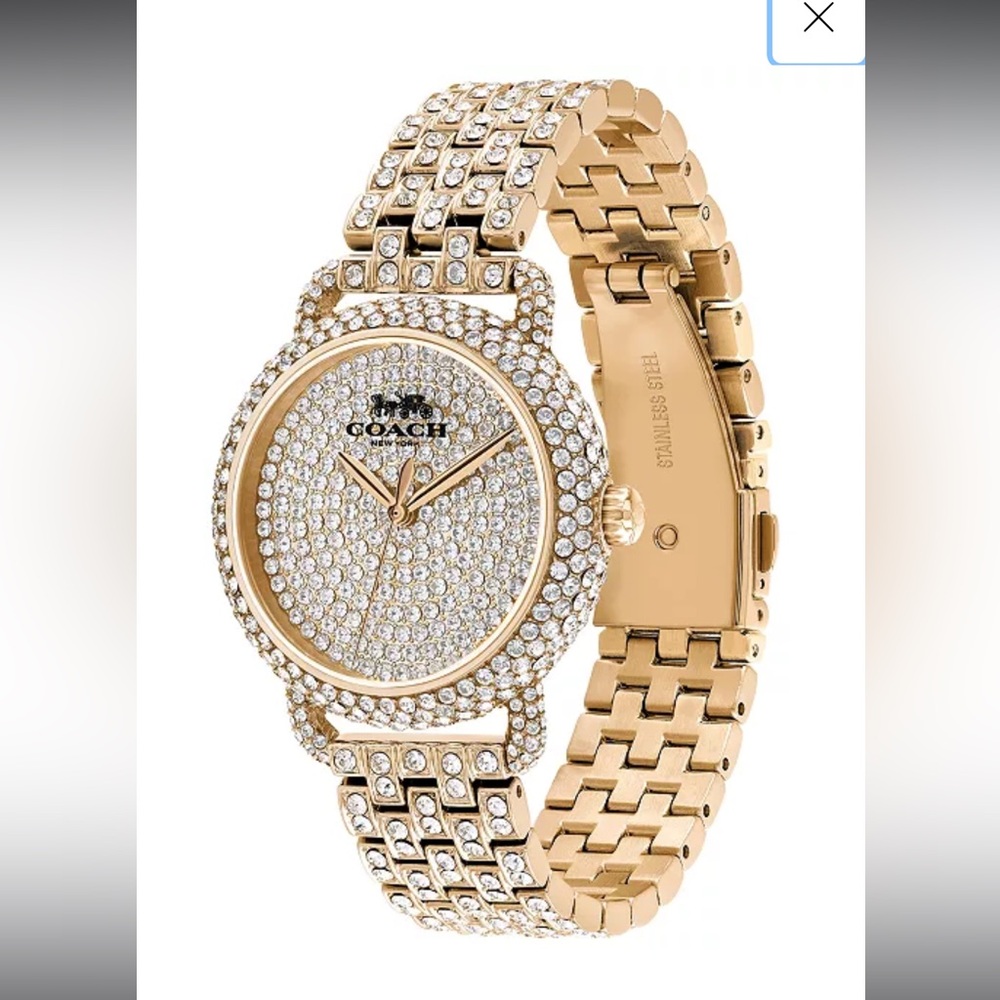 Coach Delancey Gold Pavé Bracelet Watch With Swarovski Crystals